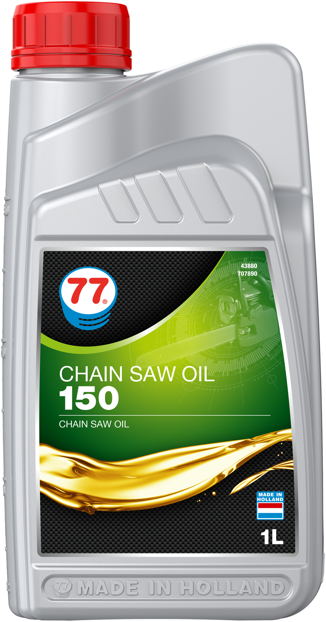 4388-1 Chain Saw Oil 150 van 77 lubricants is een olie van hoge kwaliteit die speciaal is ontwikkeld om de ketting van kettingzagen te smeren.