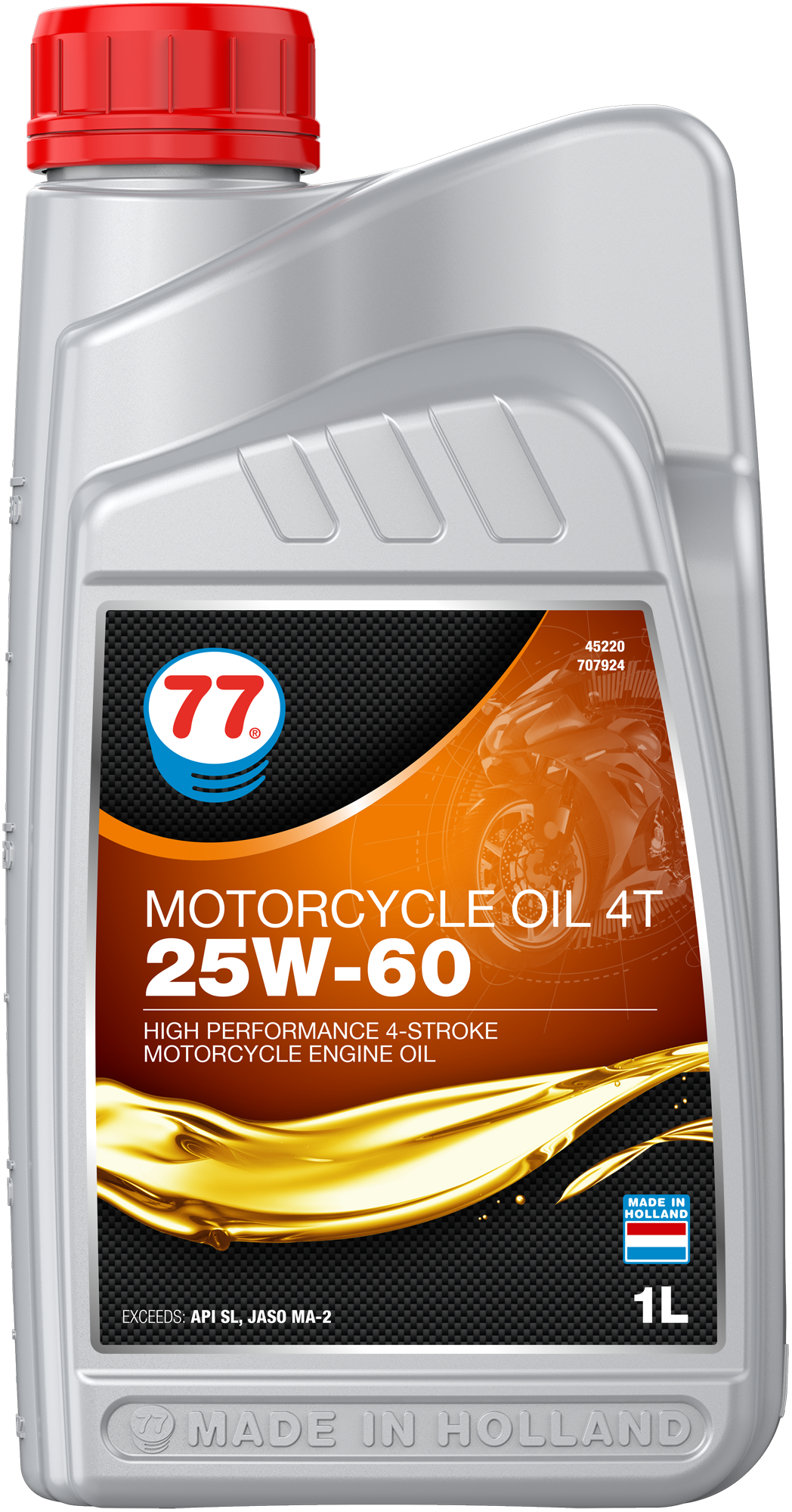 4522-1 Motorcycle Oil 4T 25W-60 is een krachtige minerale motorolie speciaal ontwikkeld voor gebruik in lucht-, olie- en watergekoelde 4-takt motorfietsen om een uitstekende bescherming te bieden tegen motor, versnellingsbak en natte koppelingen en zorgt voor de hoogst mogelijke betrouwbaarheid, zelfs onder de zwaarste bedrijfsomstandigheden.