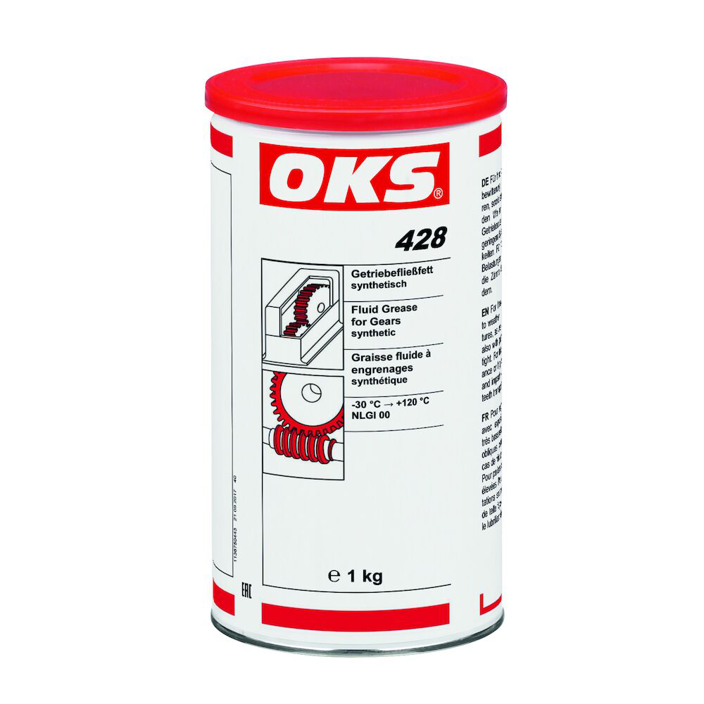OKS0428-1 OKS 428 is een synthetisch, vloeibaar transmissievet voor zwaarbelaste tandwieloverbrengingen.