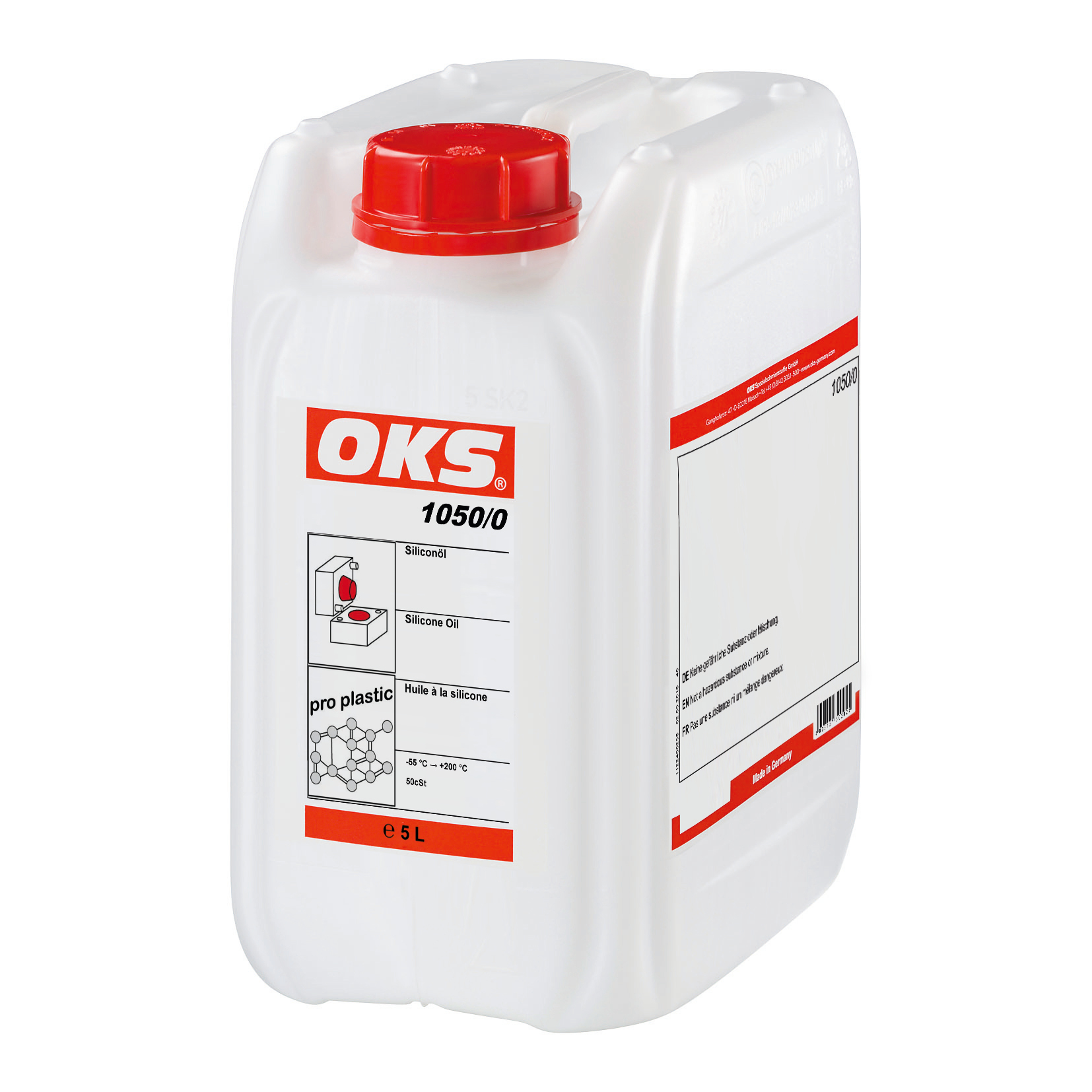 OKS1050-5 OKS 1050/0 is een siliconenolie en zeer geschikt als glij- en lossingsmiddel voor kunststoffen en elastomeren.