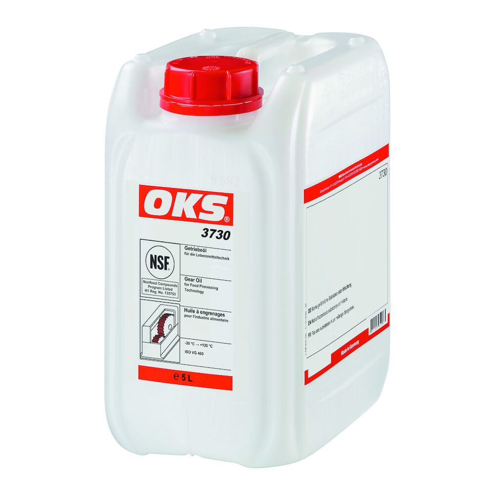 OKS3730-5 Volledig synthetische olie van ISO VG-klasse 460 voor smering van tandwieloverbrengingen en andere machinedelen in de levensmiddelentechniek.