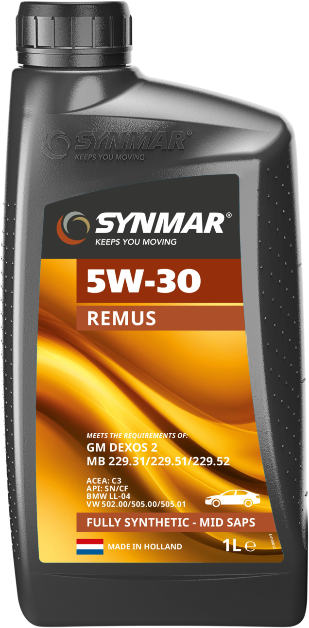 S100000-1 De Synmar Remus 5W-30 is een volsynthetische MIDSAPS motor olie.