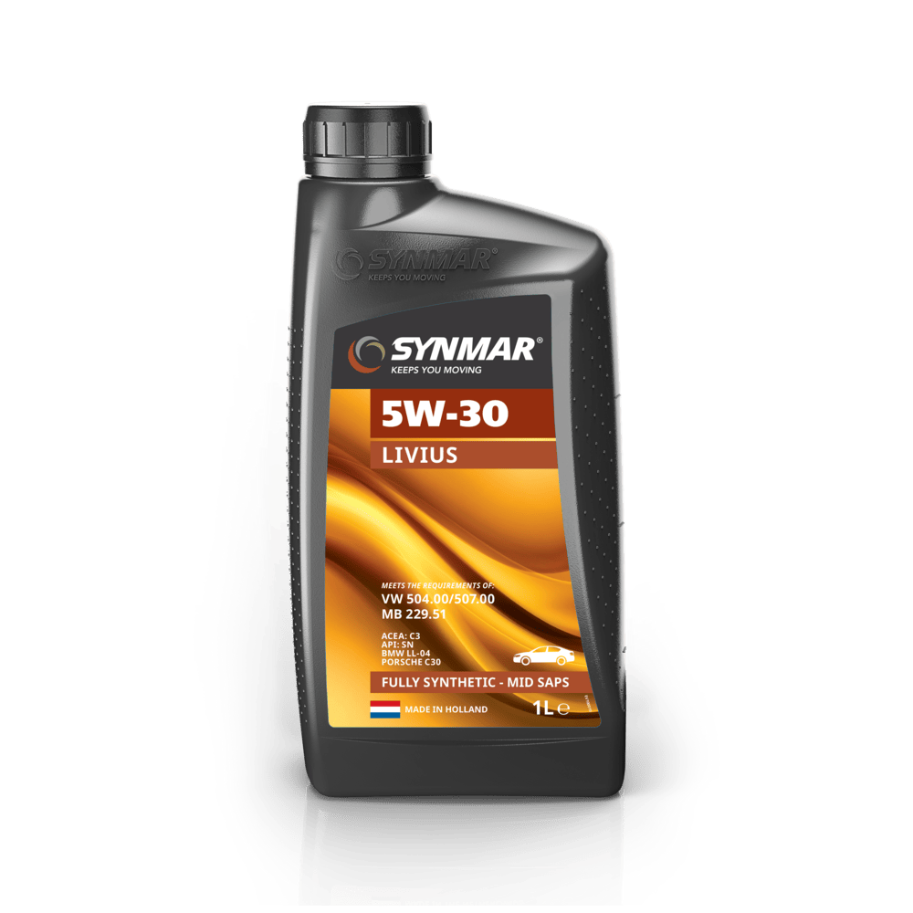 S100001-1 De Synmar Livius 5W-30 is een volsynthetische MID SAPS motorolie.
