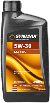 S100007-1 De Synmar Maxus 5W-30 is een brandstofbesparende, synthetische motorolie, ontwikkeld volgens de meest recente technieken, gebaseerd op speciaal geselecteerde synthetische basisoliën.