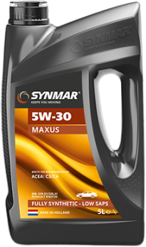 S100007-5 De Synmar Maxus 5W-30 is een brandstofbesparende, synthetische motorolie, ontwikkeld volgens de meest recente technieken, gebaseerd op speciaal geselecteerde synthetische basisoliën.
