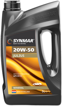 S100153-5 Synmar Julius 20W-50 is een motorolie, gebaseerd op hoogwaardige solvent geraffineerde basisoliën.