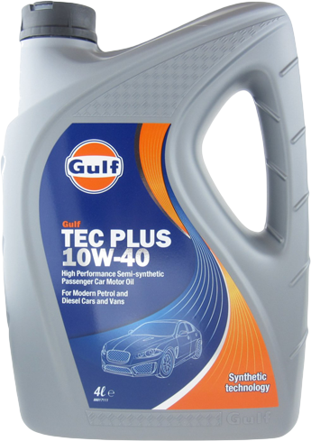 OUT0121-211544-D Gulf TEC Plus 10W-40 is een hoogwaardige, hoogwaardige API SL/CF en ACEA A3/B4 semi-synthetische motorolie voor benzine- en dieselvoertuigen.
