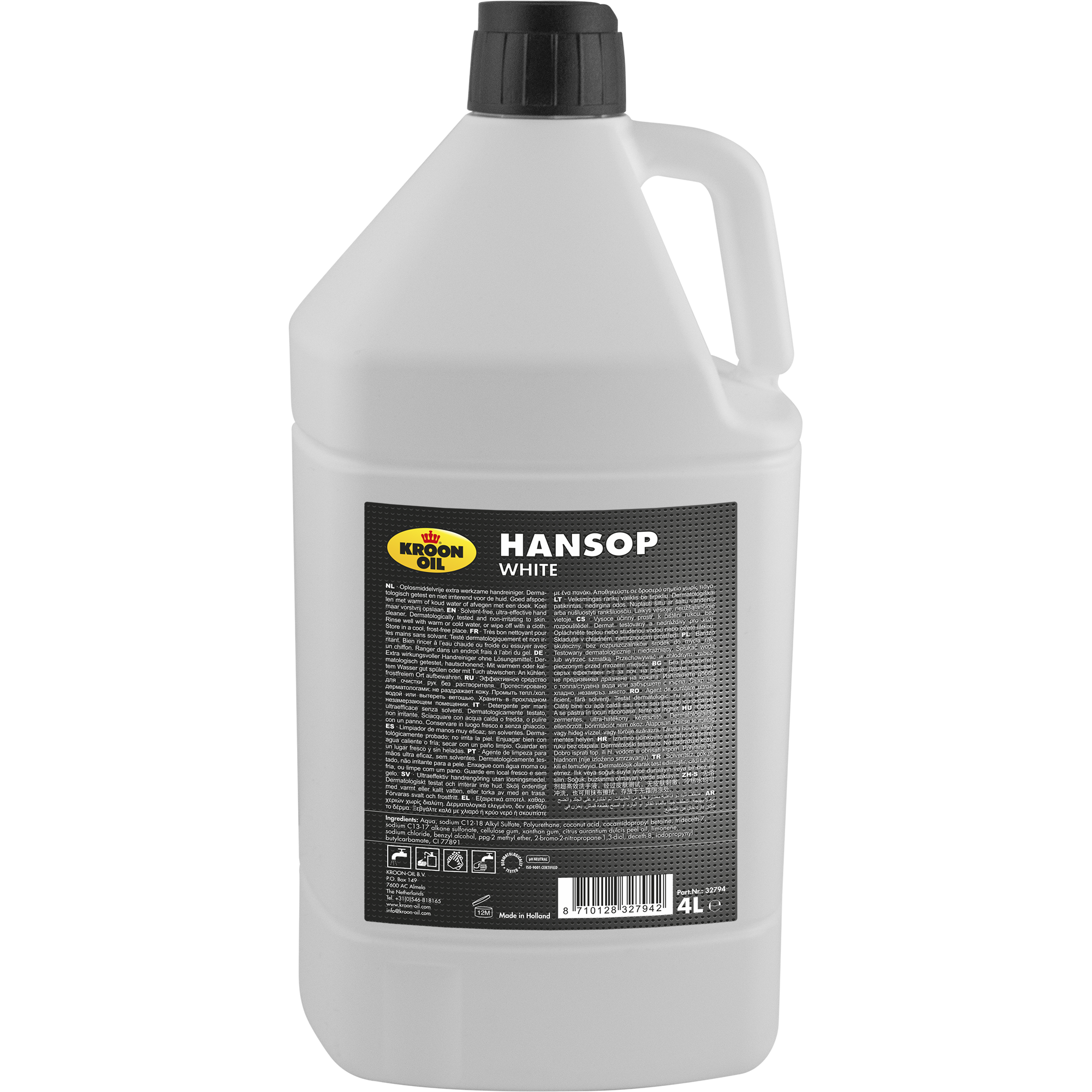 32794-4 Hansop White is een huidvriendelijke, oplosmiddelvrije handreiniger voor het verwijderen van zware vervuilingen in automotive, bouw en industrie.