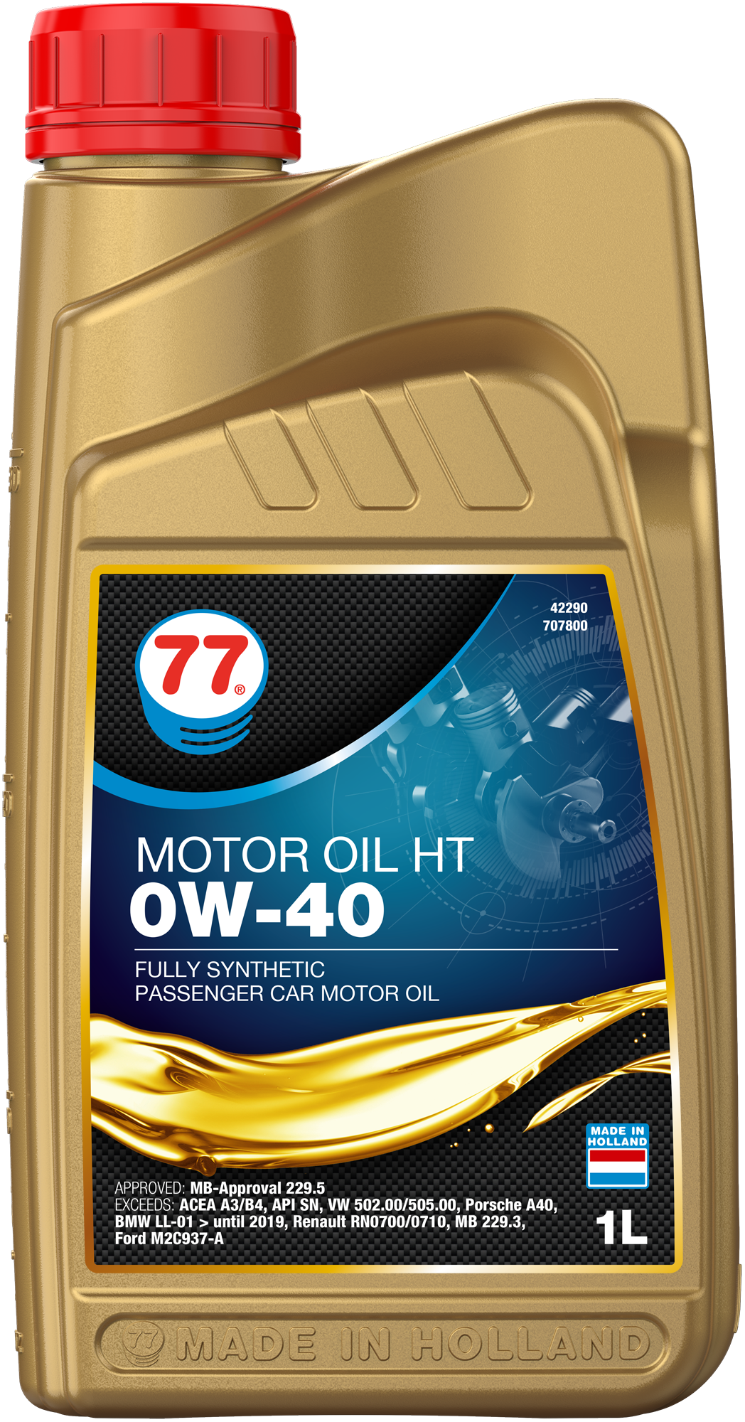 4229-1 Motor Oil HT 0W-40 van 77 lubricants is een volledig synthetische olie voor de nieuwste generatie motoren en speciaal geformuleerd om te voldoen aan de eisen van de nieuwste generatie benzine-en dieselmotoren.