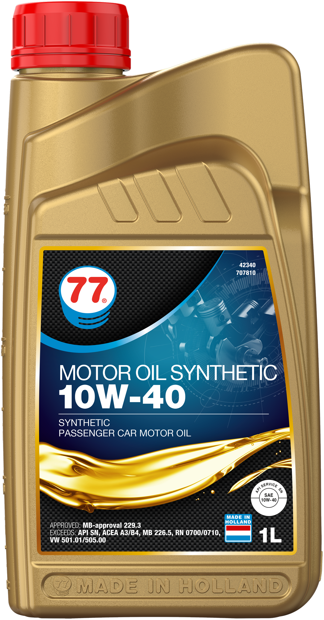 4234-1 Motor Oil Synthetic 10W-40 is een universele high performance brandstofbesparende synthetische olie voor gebruik in benzine- en dieselmotoren van personenauto's en lichte bestelwagens met of zonder turbo.