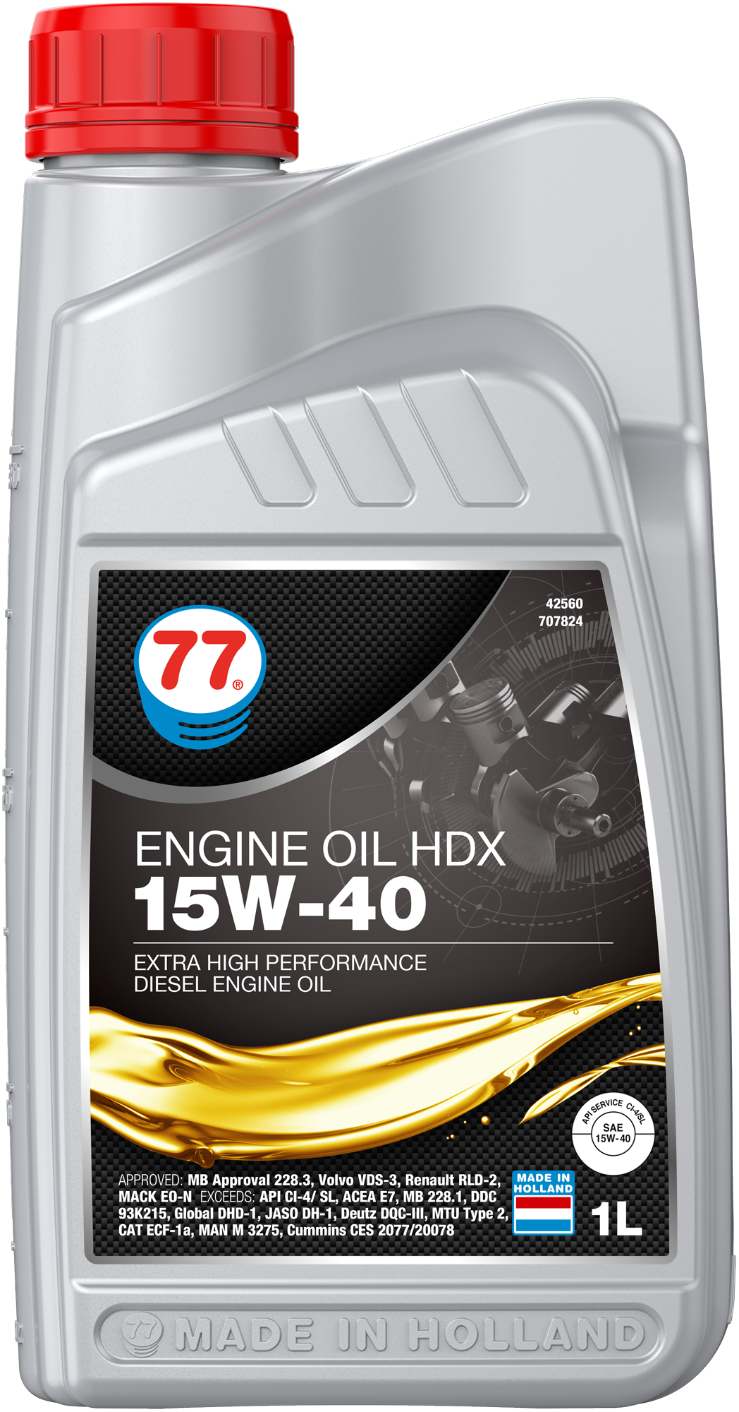 4256-1 Engine Oil HDX 15W-40 is een extra krachtige universele motorolie ontworpen voor dieselmotoren in lichte en zware bedrijfsvoertuigen.