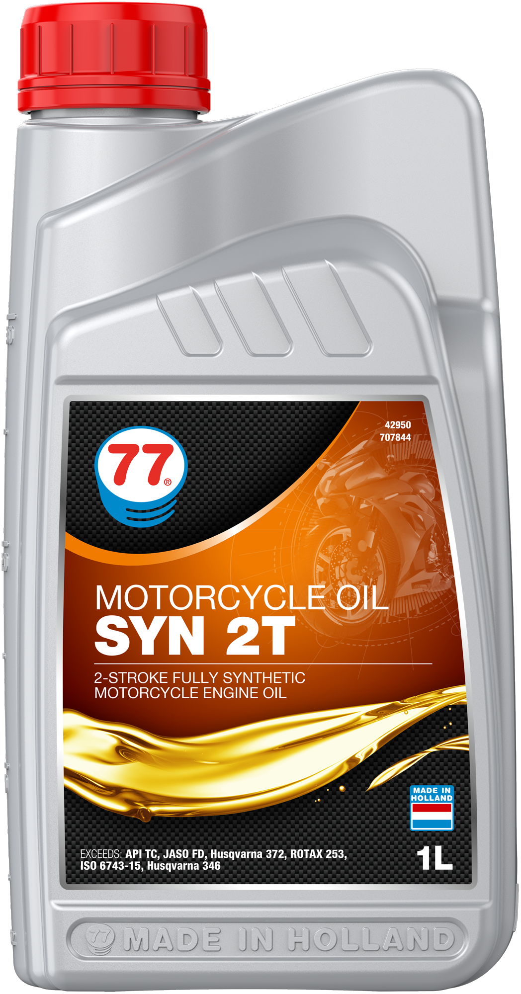4295-1 Motorcycle Oil SYN 2T is een high performance low smoke 2-takt motorolie op basis van 100% synthetische technologie te gebruiken in 2-takt motorfiets, scooter, sneeuw mobiele telefoons en andere verscheidenheid benzinemotoren.