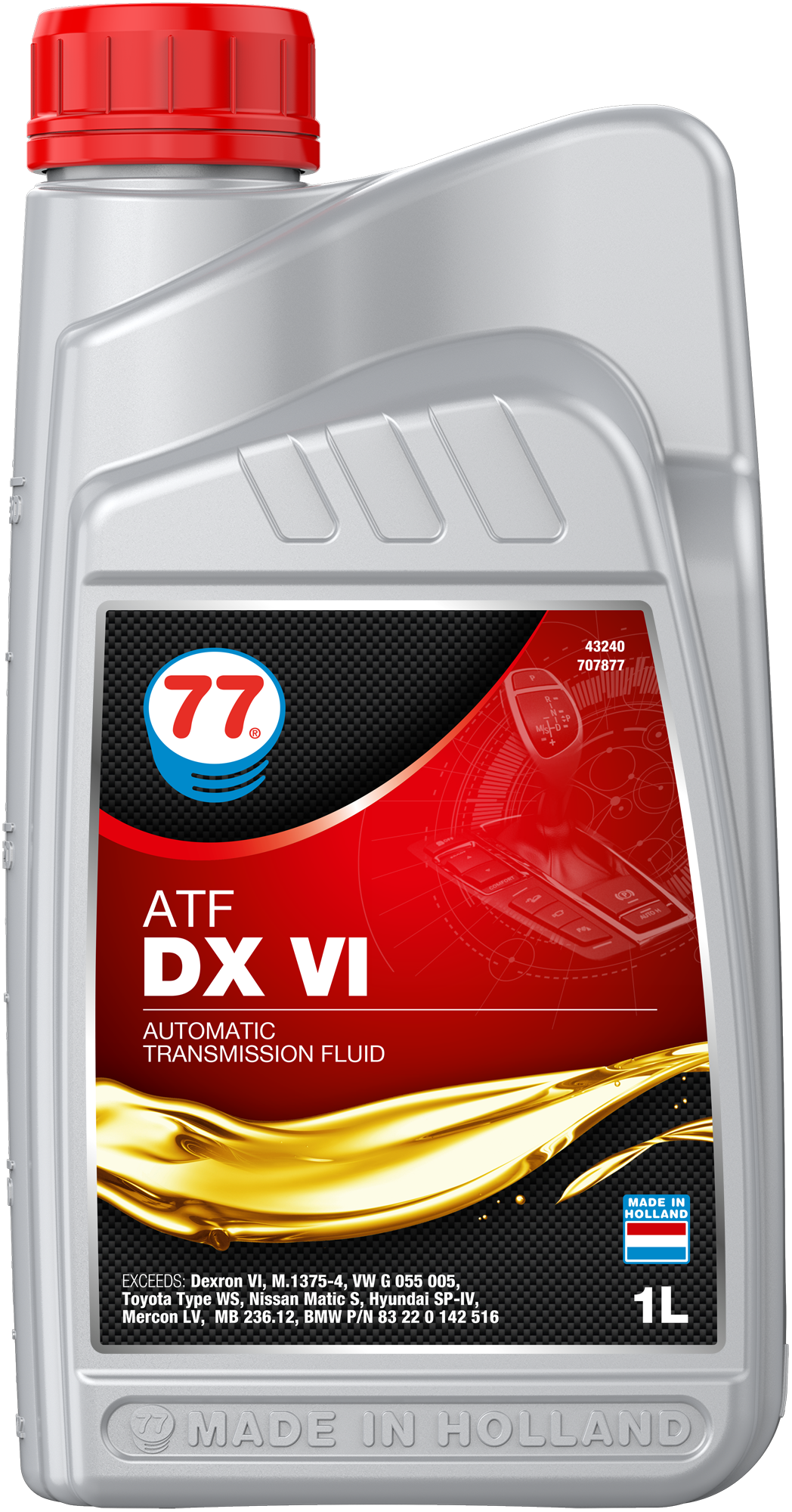 4324-1 ATF DX VI is een hoogwaardige universele vloeistof op basis van 100% synthetische basisolie die kunnen worden gebruikt in automatische transmissie, koppelommachines en powersteering van personenauto's, lichte bestelwagens en bedrijfsvoertuigen waar een GM Dexron VI-specificatie vereist is.