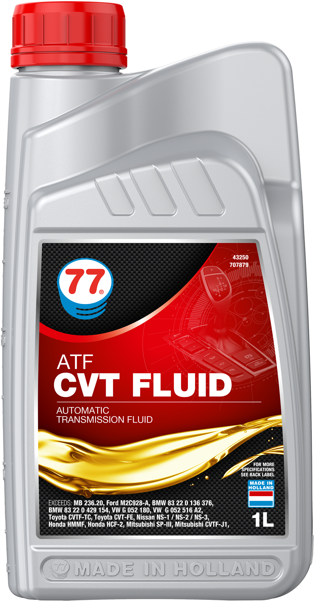 4325-1 ATF CVT Fluid is een volledig synthetische ultra-high performance CVT vloeistof geformuleerd met geselecteerde basisvoorraden en speciaal ontwikkeld voor gebruik in de nieuwste generatie van Continuously Variable Transmission (CVT) - versnellingsbakken die tractie overbrengen via stalen tractieketting of push-riemen.