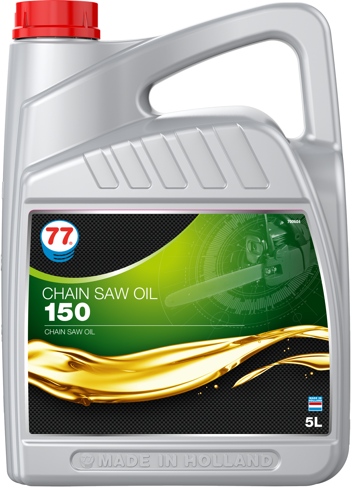 4388-5 Chain Saw Oil 150 van 77 lubricants is een olie van hoge kwaliteit die speciaal is ontwikkeld om de ketting van kettingzagen te smeren.