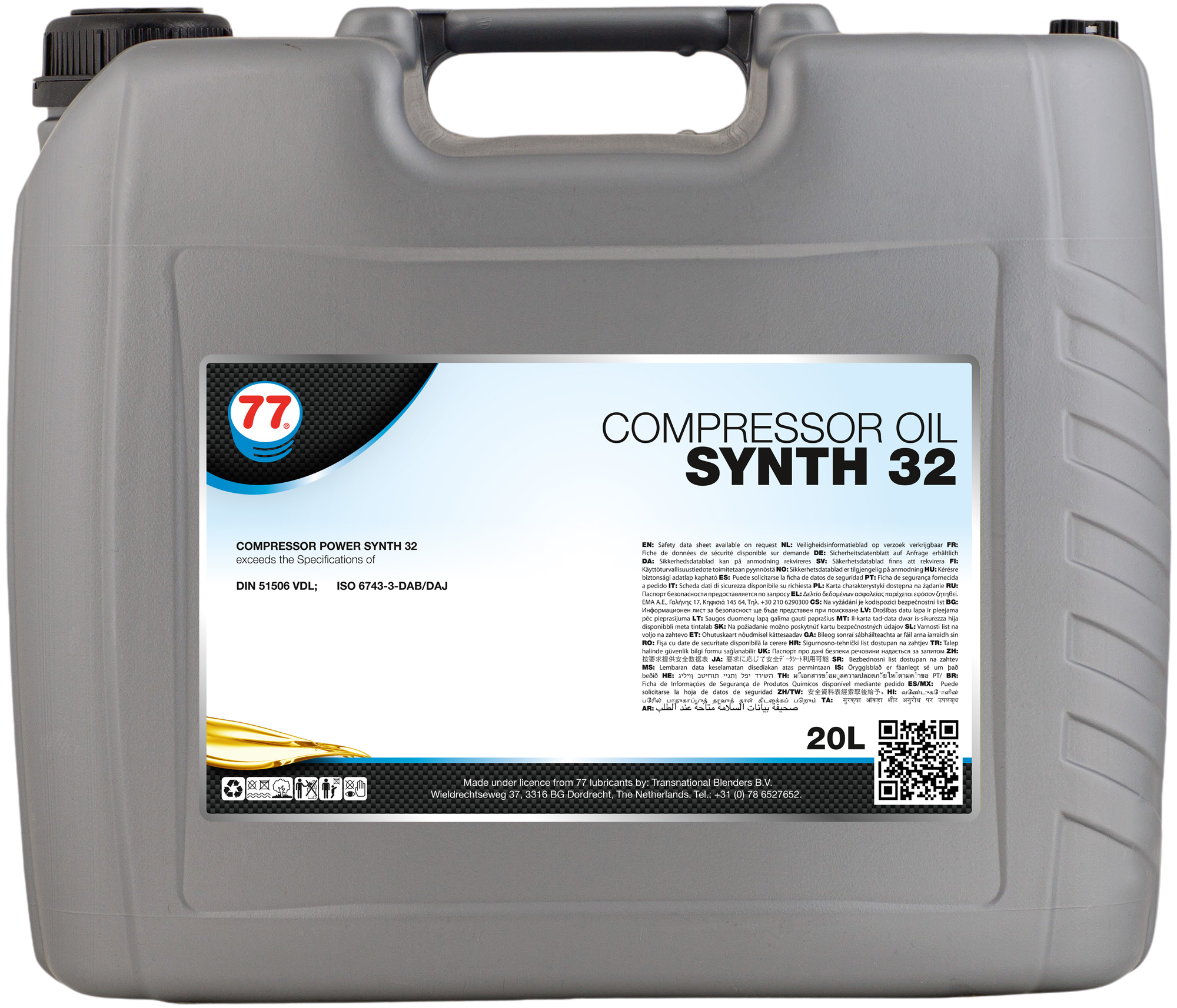 77 Lubricants Compressor Oil Synth 32, 20 lt
