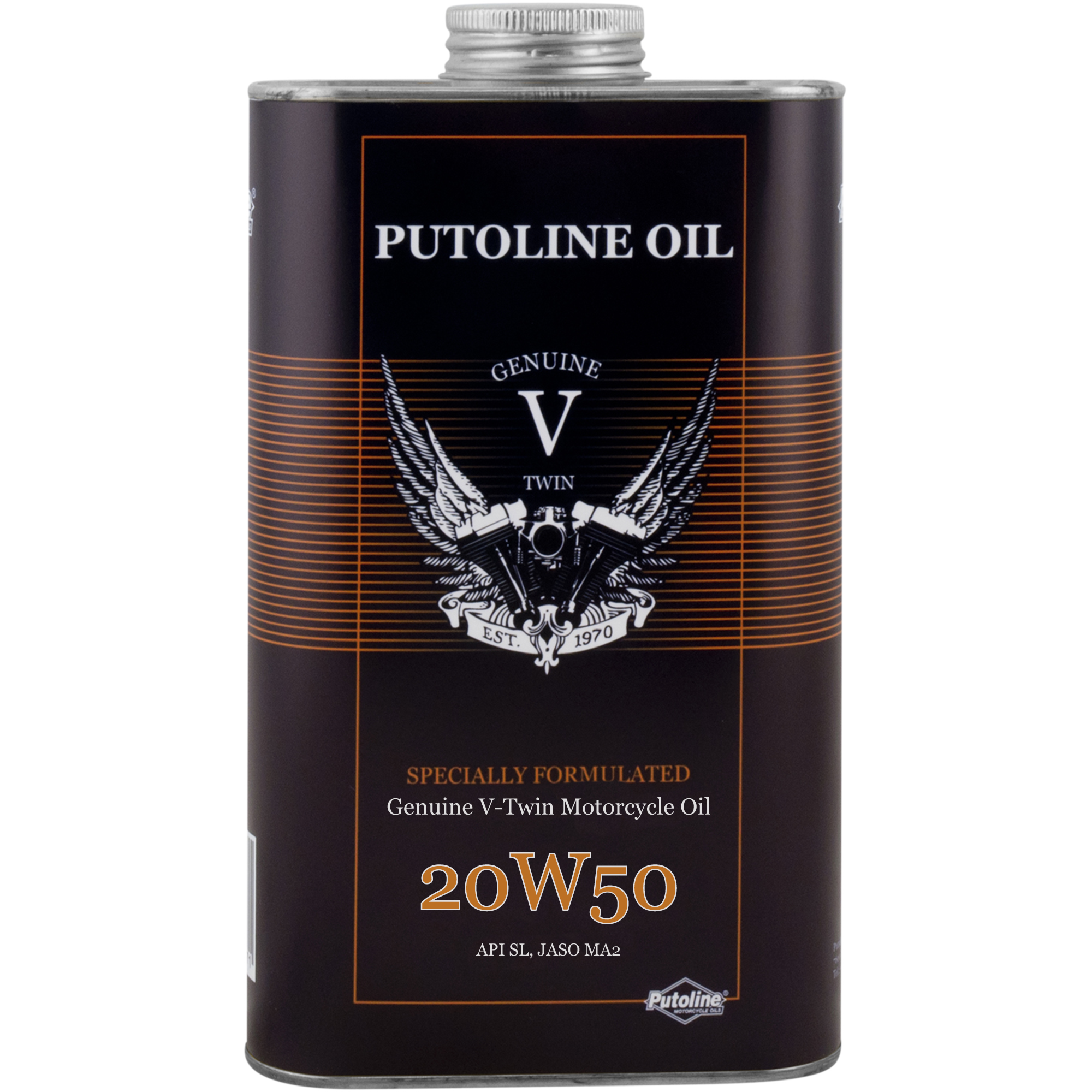 74110-1 Genuine V-Twin Motorcycle Oil SAE 20W-50 is een vol-synthetische olie.
