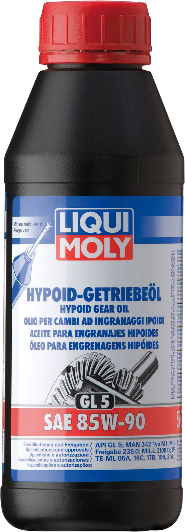 Liqui Moly Hypoïd-versnellingsbakolie (GL5) SAE 85W-90, 500 ml