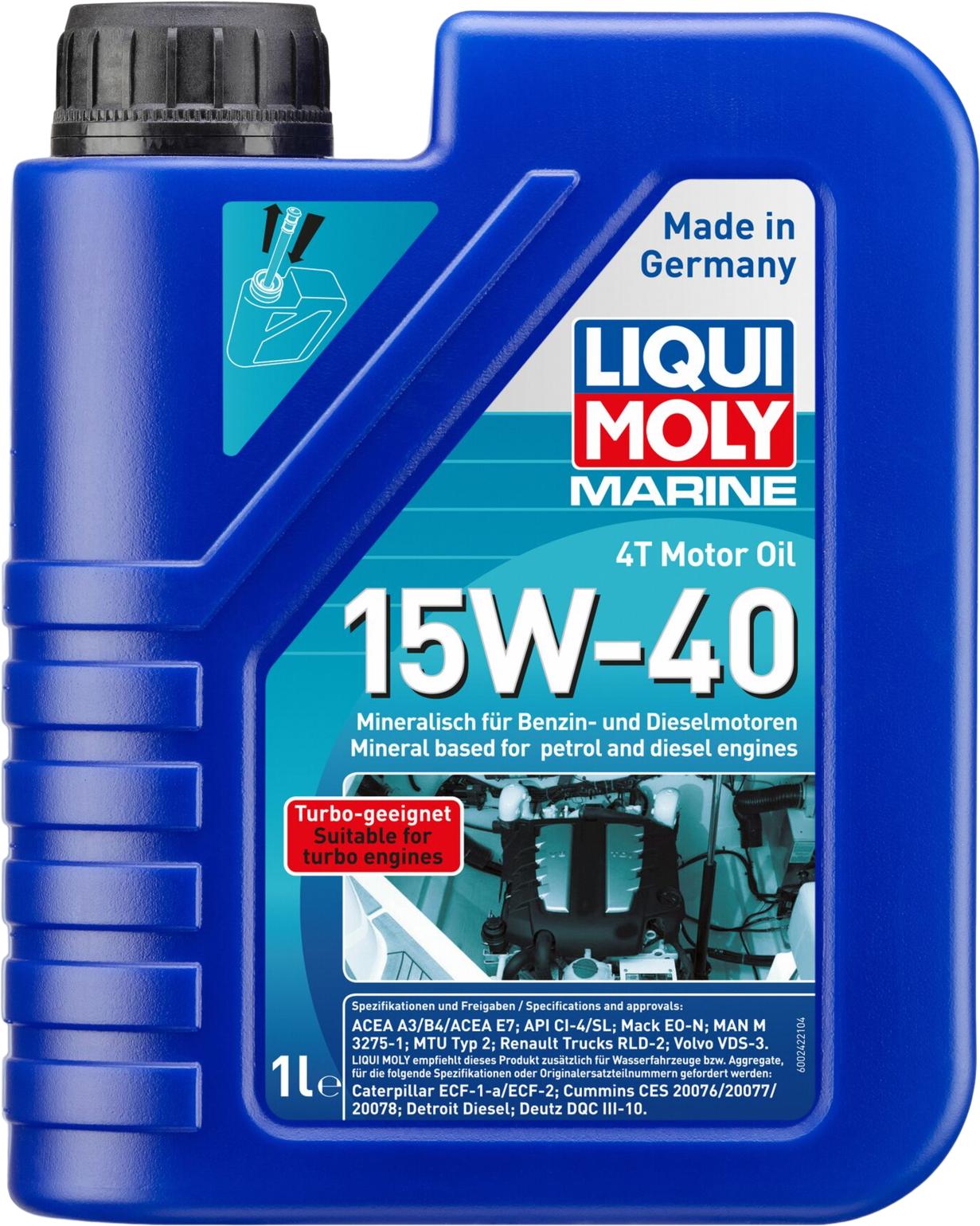 Liqui Moly Marine 4T Motor Oil 15W-40, 6 x 1 lt detail 2