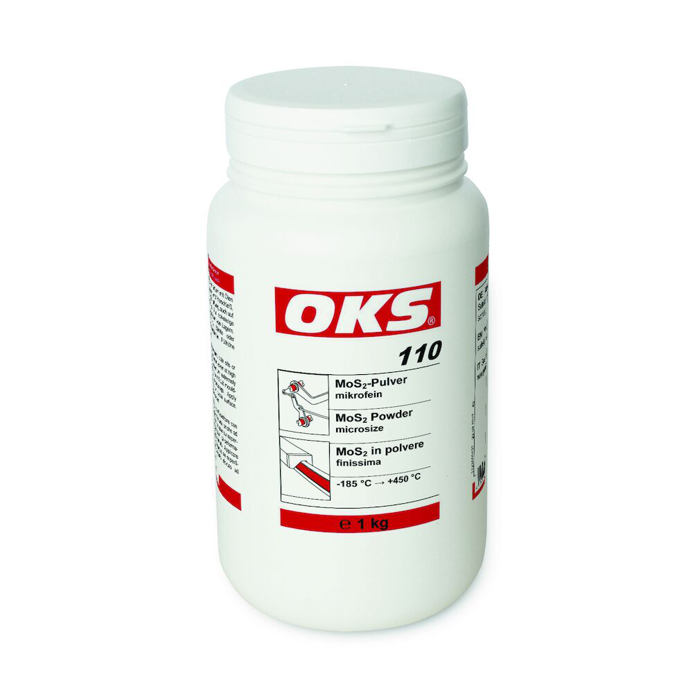 OKS0110-1 OKS 110 is een MoS₂-poeder ter verbetering van de glijeigenschappen van machinedelen.