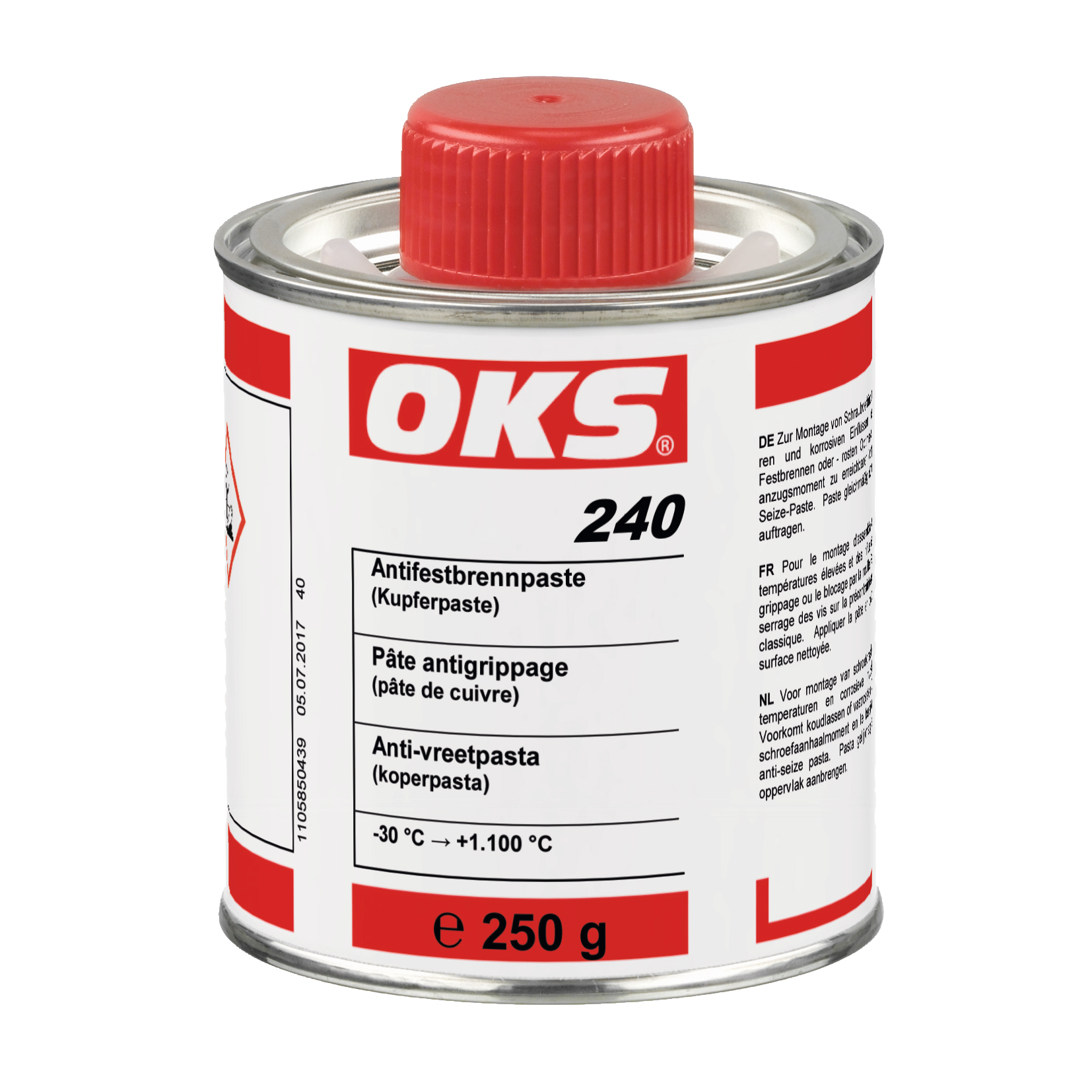 OKS0240-250GR Hoge-temperatuurschroefpasta op koperbasis ter voorkoming van corrosie, vastvreten en vastzitten.