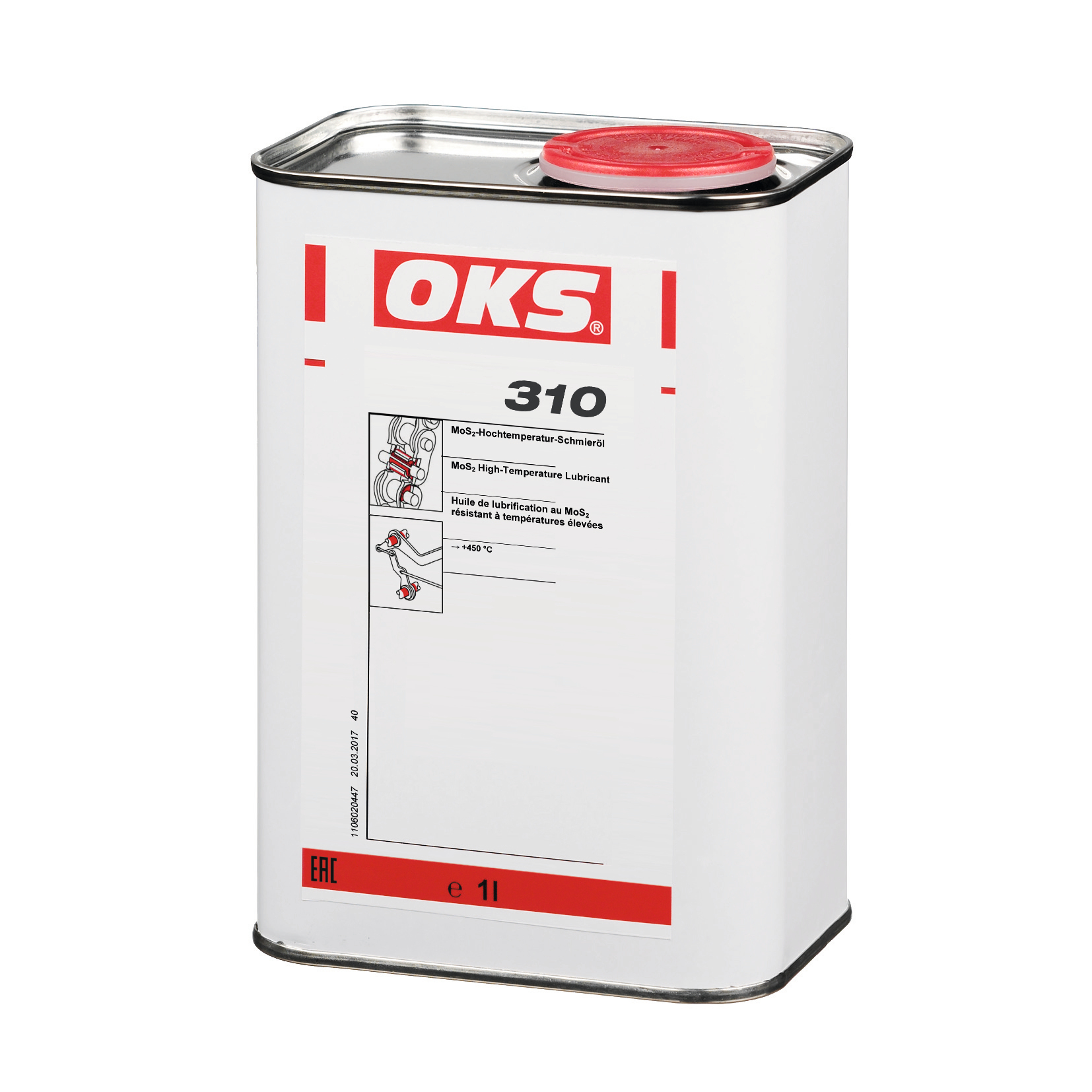 OKS0310-1 OKS 310 is een hoge-temperatuurolie met MoS₂ voor smering van machinedelen tot +450°C.