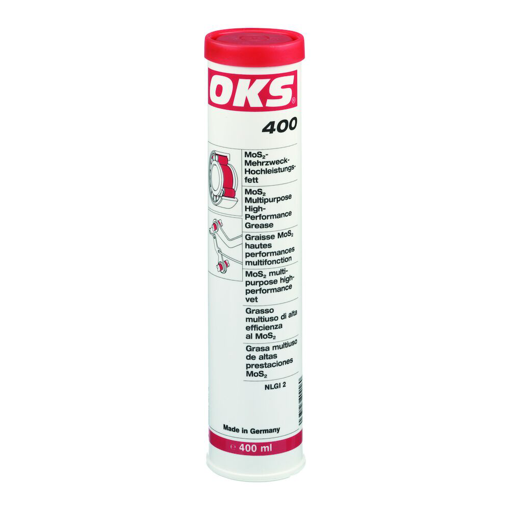 OKS0400-400ML OKS 400 is een universeel inzetbaar high-performance vet met MoS₂ voor smering van zwaarbelaste lagers, spindels en draaibare verbindingen.