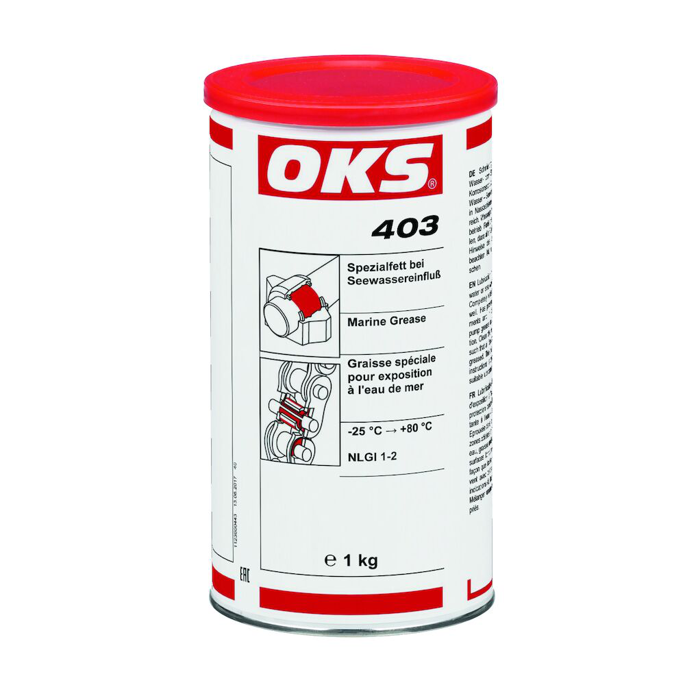 OKS0403-1 OKS 403 is een speciaalvet voor smering van machinedelen onder invloed van water resp. zeewater.