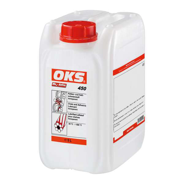 OKS0451-5 Volledig synthetisch hechtsmeermiddel voor smering van snellopende kettingen en machinedelen voor binnen- enbuitentoepassingen, die aan hoge belastingen of corrosieve invloeden worden blootgesteld.
