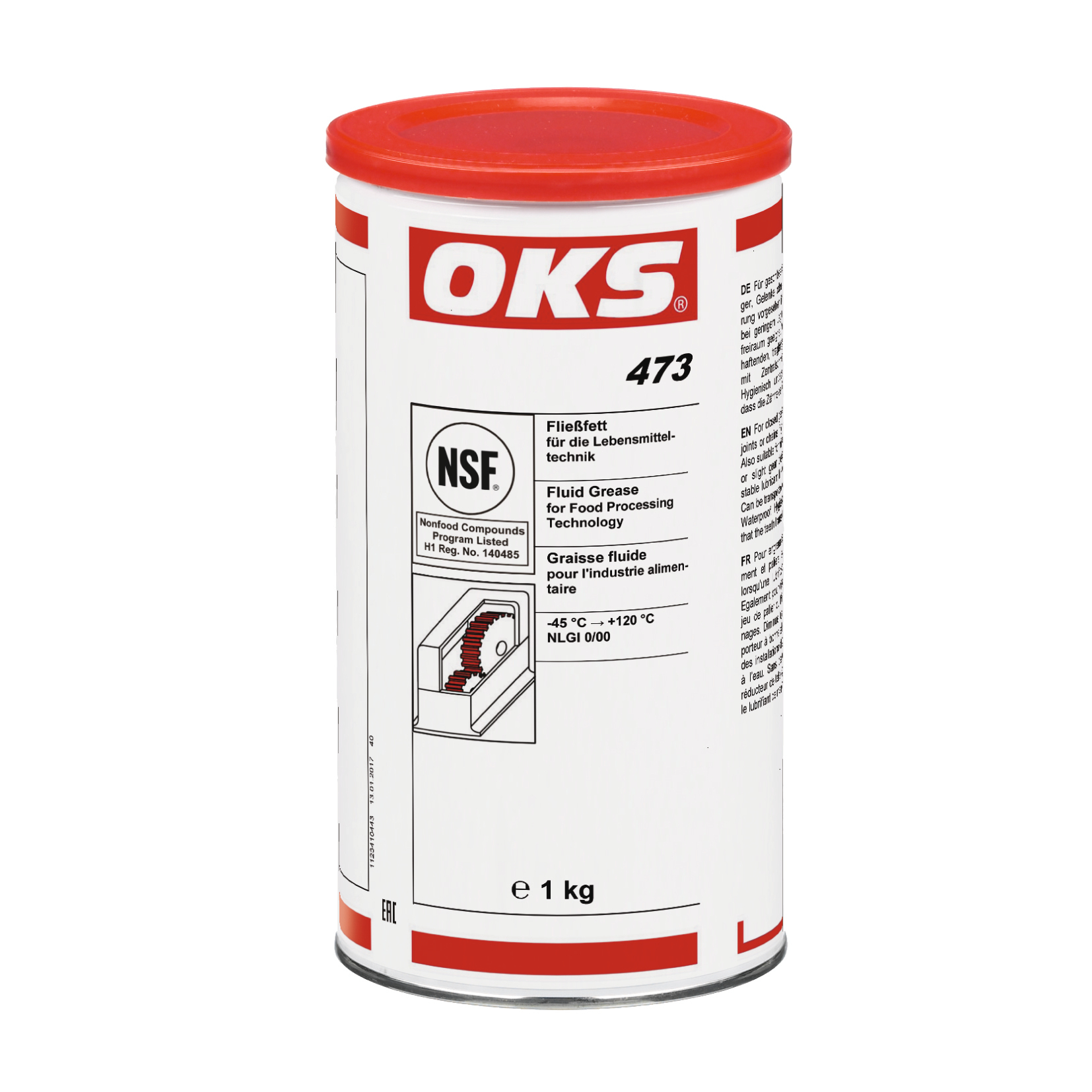 OKS0473-1 OKS 473 is een vloeibaar vet voor gesloten tandwieloverbrengingen, rol- en glijlagers en voor draaibare verbindingen of kettingen, wanneer vetsmering is voorzien.