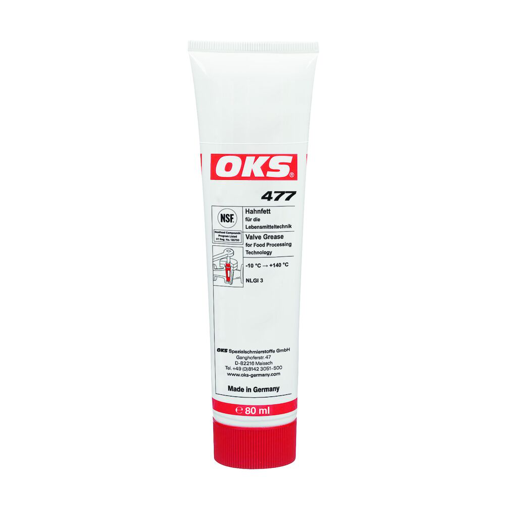 OKS0477-80ML OKS 477 is een volledig synthetisch kraanvet voor de levensmiddelentechniek voor smering van rol- en glijlagers.