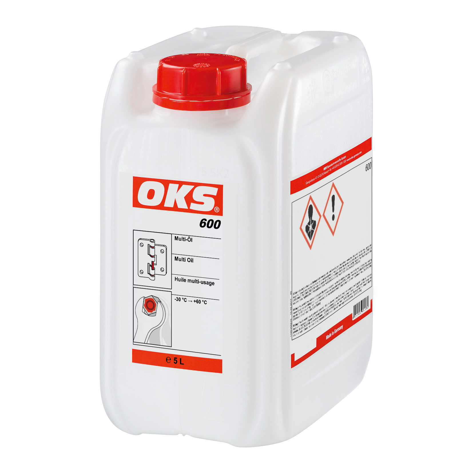 OKS0600-5 Dunvloeibare, lichtgekleurde multi-olie voor veelzijdige toepassingen in het industrieel onderhoud en in werkplaatsen.