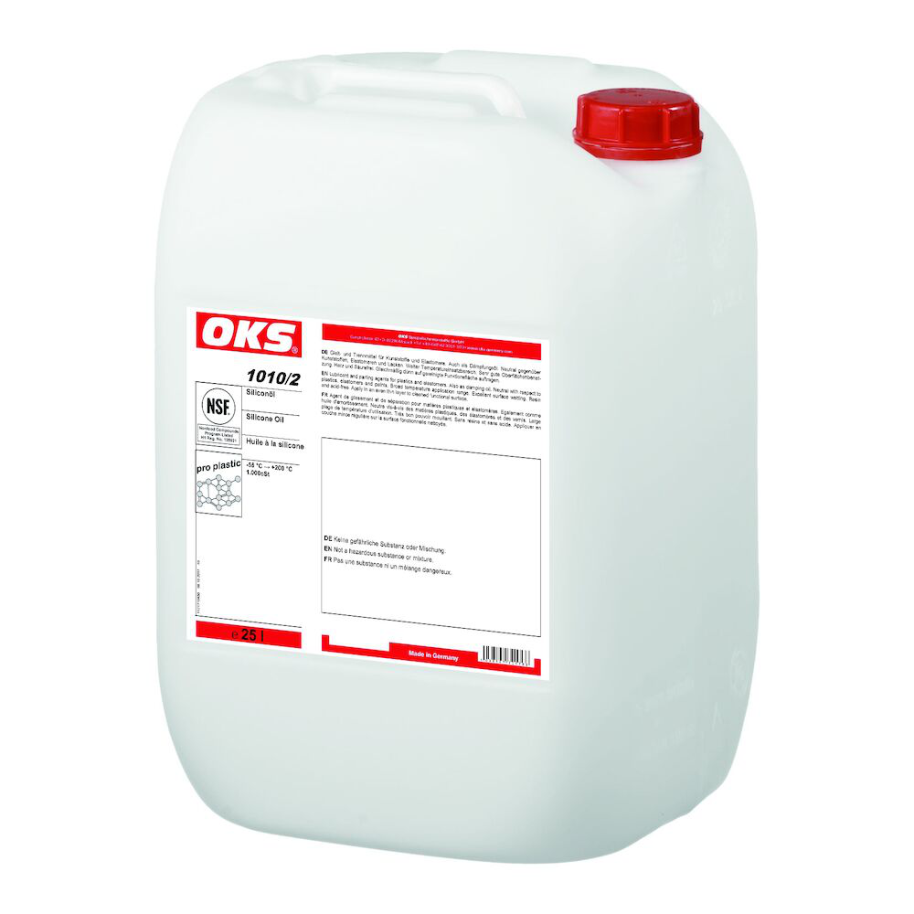 OKS1010/2-25 OKS 1010/2 is een siliconenolie en zeer geschikt als glij- en lossingsmiddel voor kunststoffen en elastomeren.