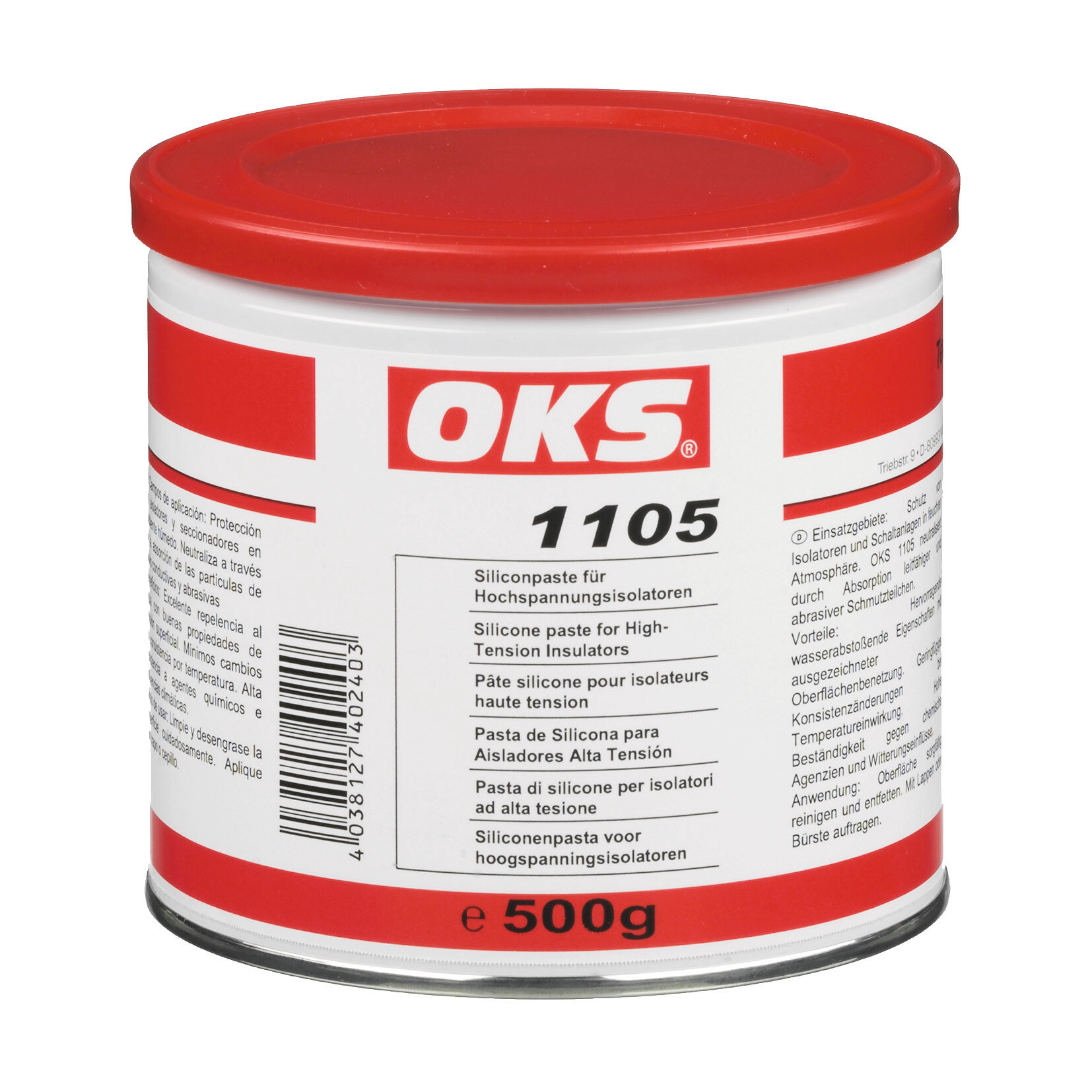 OKS1105-500GR OKS 1105 voorkomt de vorming van elektrisch geleidende lagen en minimaliseert het risico van doorslagen en diëlektrische verliezen.