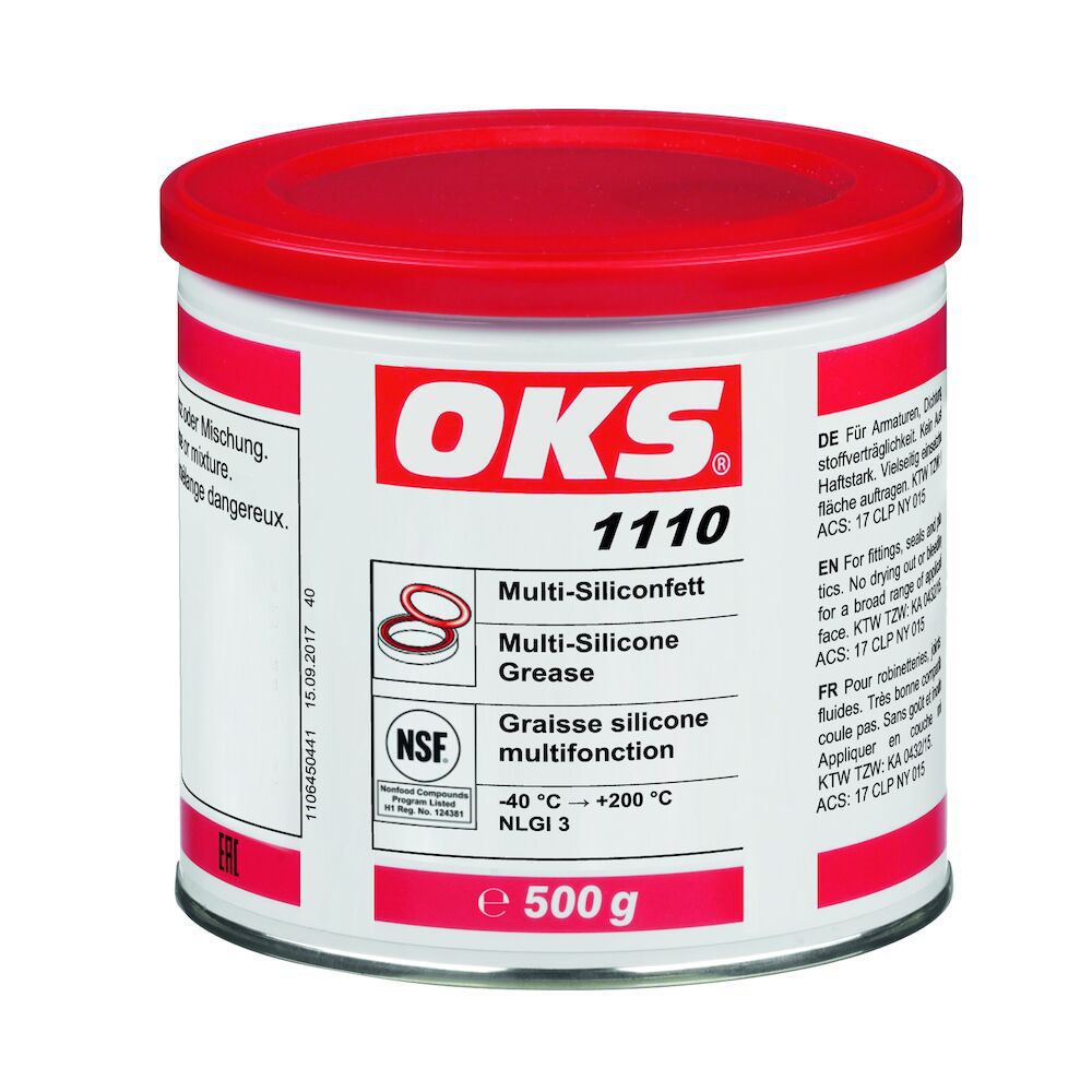 OKS1110-500GR Goed hechtend, transparant siliconenvet voor afsluiters, afdichtingen en kunststof delen.