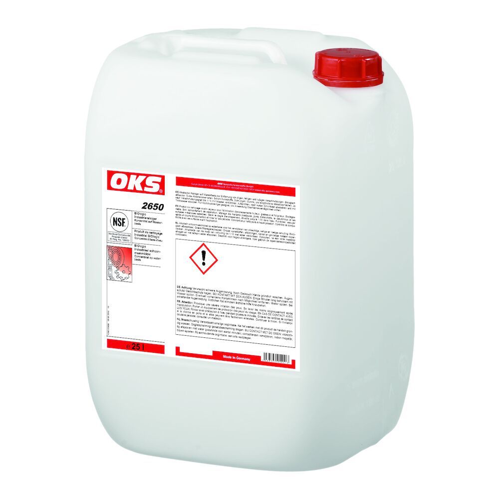 OKS2650-25 Alkalische reiniger op waterbasis voor het verwijderen van olieachtige, vettige en roethoudende vervuilingen.