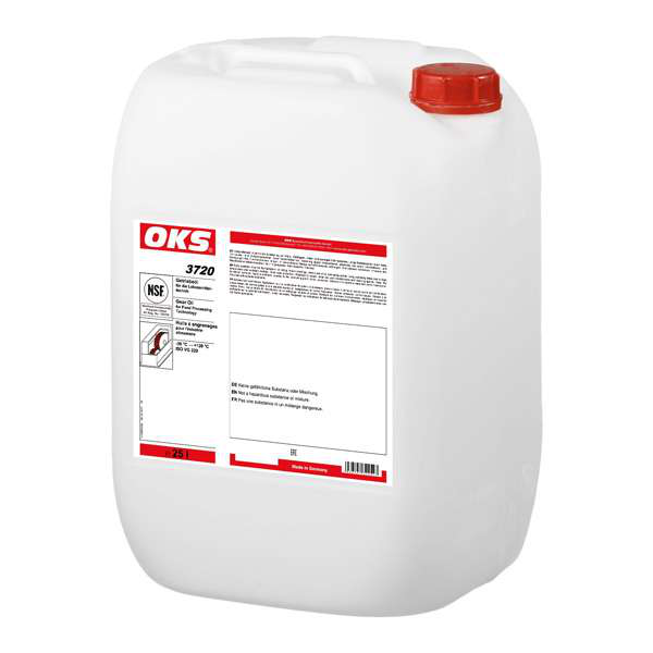 OKS3720-25 Volledig synthetische olie van ISO VG-klasse 220 voor smering van tandwieloverbrengingen en andere machinedelen in de levensmiddelentechniek.
