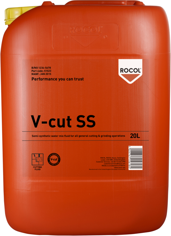 RC51523-20 Het V-cut-assortiment is een synergetisch assortiment snijvloeistoffen, hydraulische oliën en een glijbaansmeermiddel, ontworpen om uitstekende resultaten te leveren.