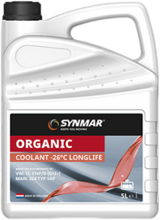 S500002-5 De Synmar Coolant Organic -26 LL is een longlife OAT (Organic Acid Technology) silicaatvrije koelvloeistof.