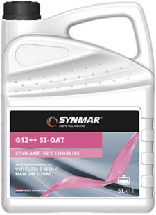 S500010-5 Synmar Coolant G12++ SI-OAT -36 is geschikt voor gebruik in benzine- of dieselmotoren en is geïntroduceerd om te voldoen aan de eisen van OEM's die de voorkeur geven aan een combinatie van organische en silicaattechnologieën.