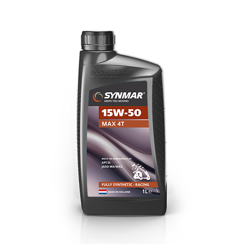S600001-1 Synmar Max 4T 15W-50 Racing is een nieuwe generatie synthetische viertakt motorfietsolie.